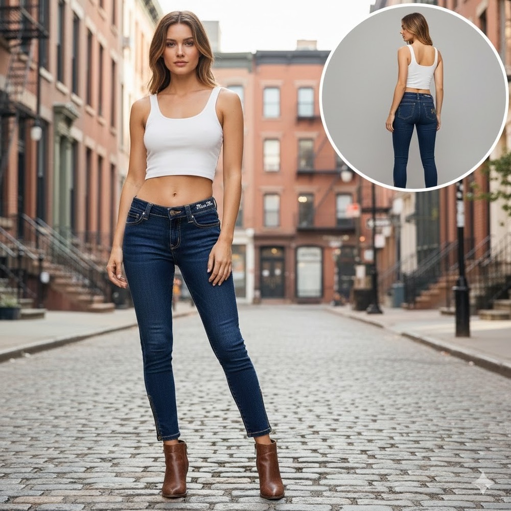 Miss Me Dark Indigo Zippered Ankle Crop Skinny Jeans